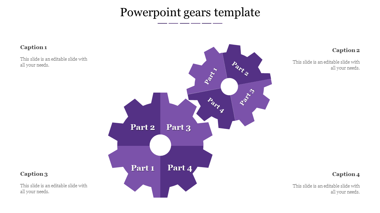 Free - Attractive Purple PowerPoint Gears Template For Business